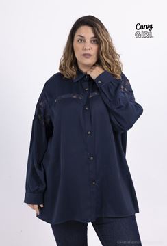 Picture of CURVY GIRL ELEGANT SATIN BLOUSE WITH LACE